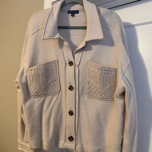 Democracy Cream Cardigan with Button Accents